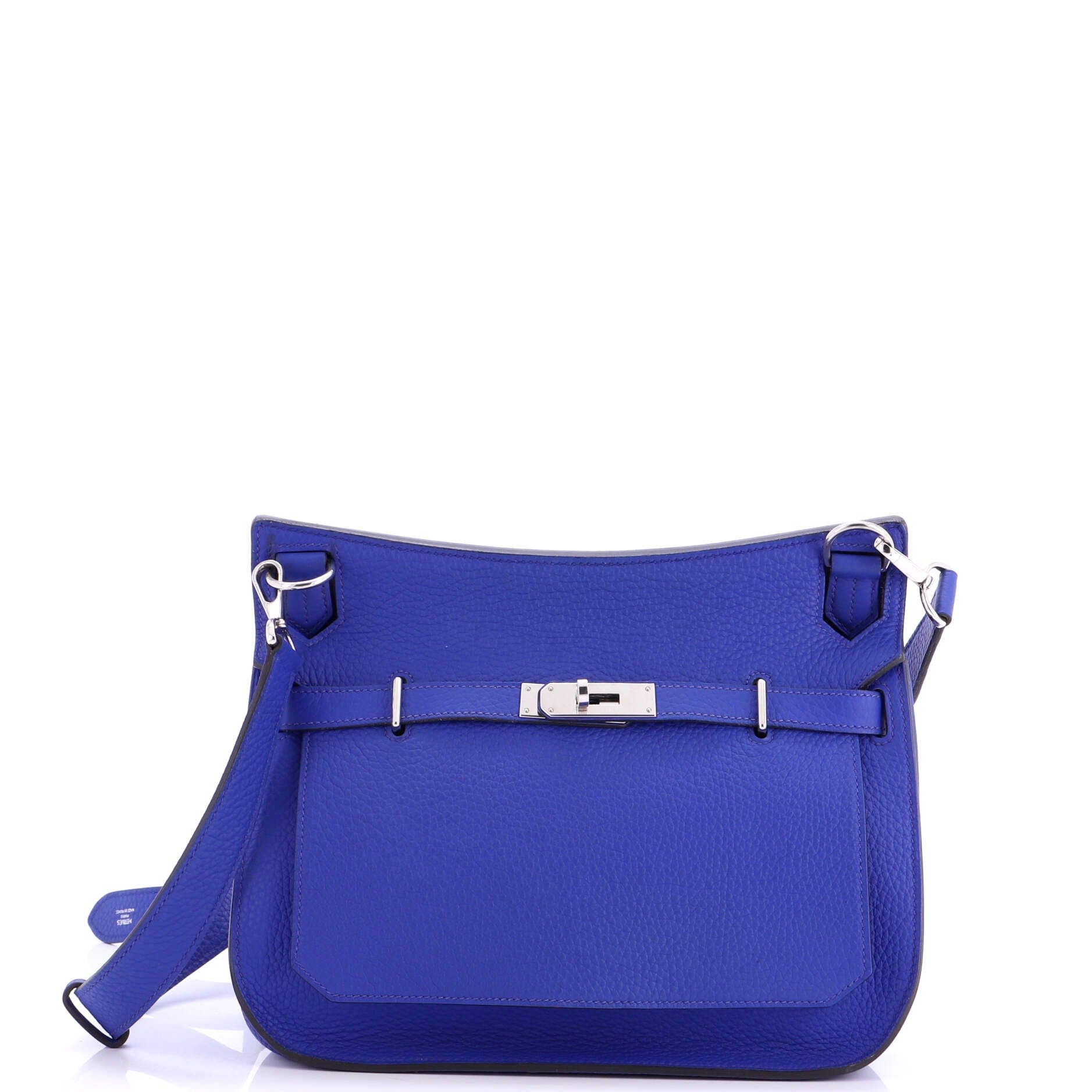 Pre-Owned Hermes Jypsiere Bag Clemence 28, Main, color, Bleu Electrique