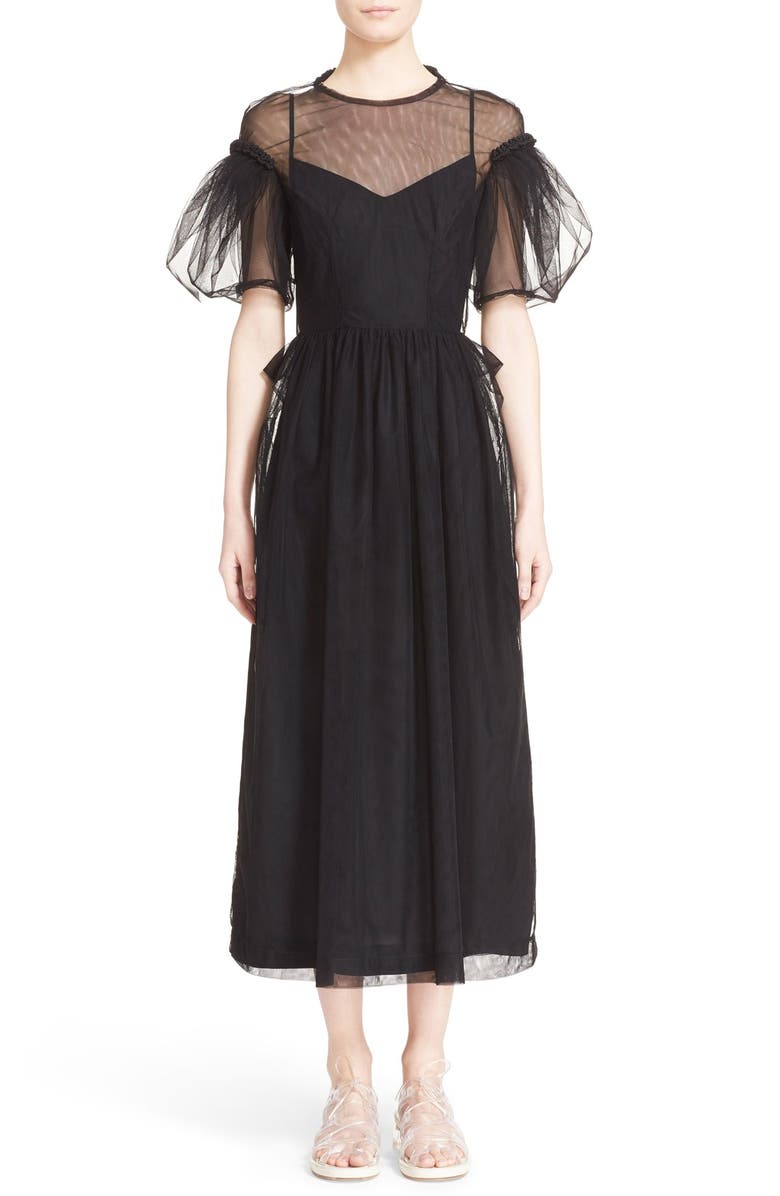 Simone Rocha Tulle Apron Midi Dress, Main, color,