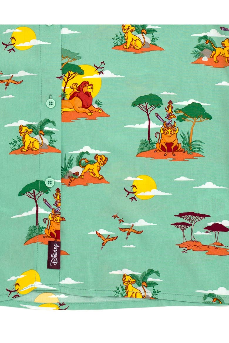 Lion King Short Sleeve Button Down Shirt, Alternate, color, Mint Green