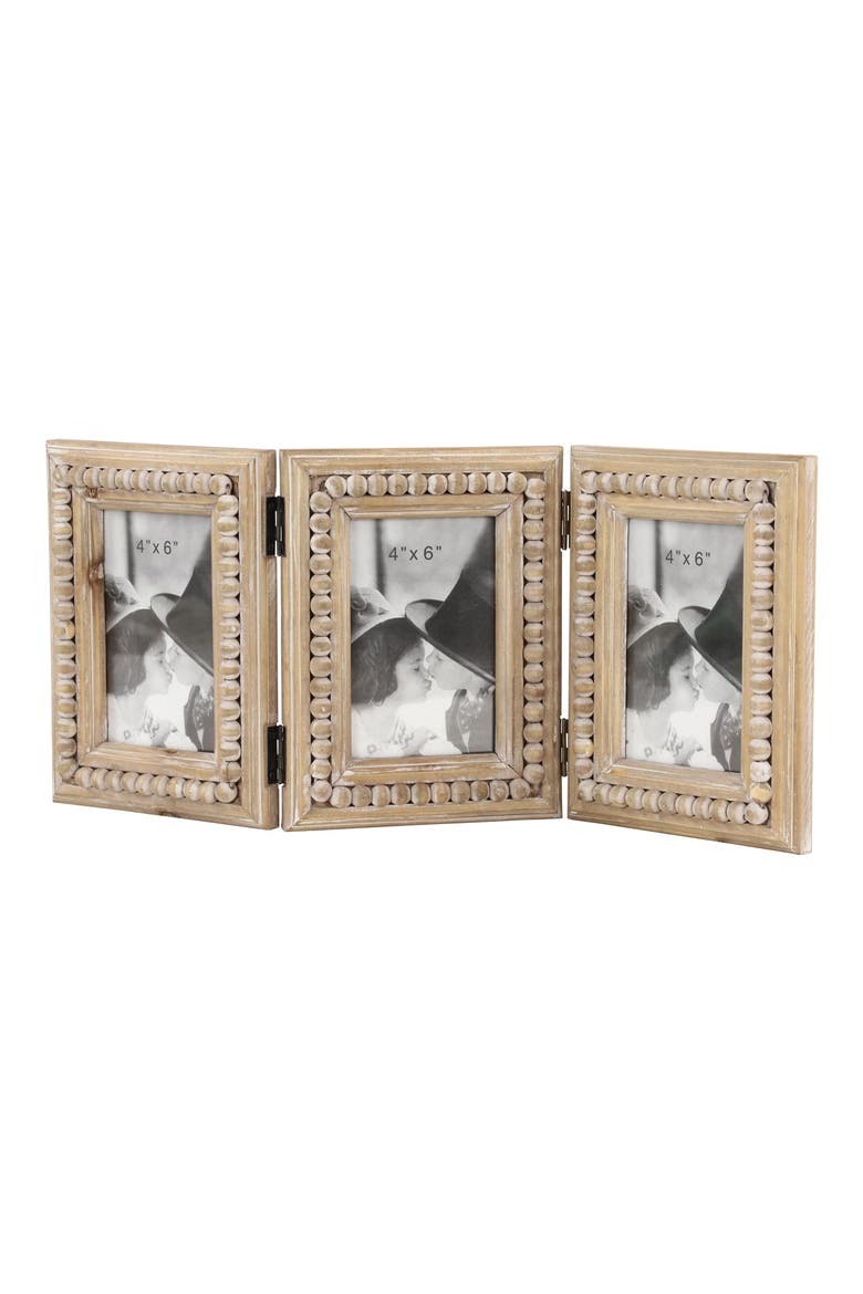 Farmhouse 4" x 6" Tri-Fold Picture Frame, Main, color, BROWN