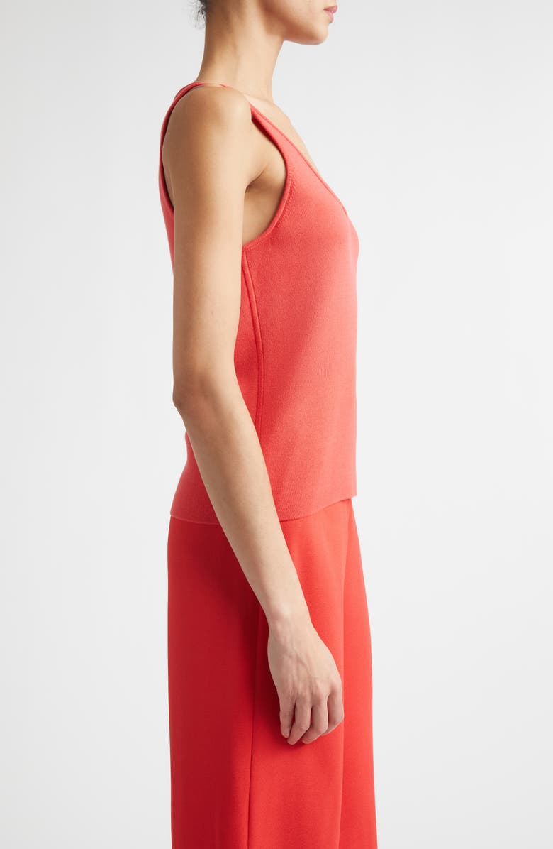 ST. JOHN Silk & Cotton Sweater Tank, Alternate, color, Deep Coral