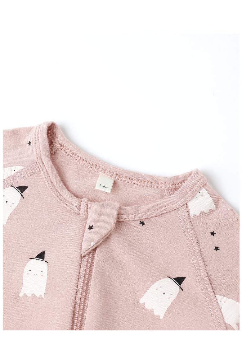 Kids' Ghost Print Zip Footie, Alternate, color, PINK GHOSTS-NB