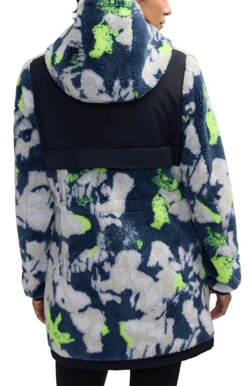 Scotch & Soda Water Repellent Faux Shearling Panel Hooded Jacket In Blue