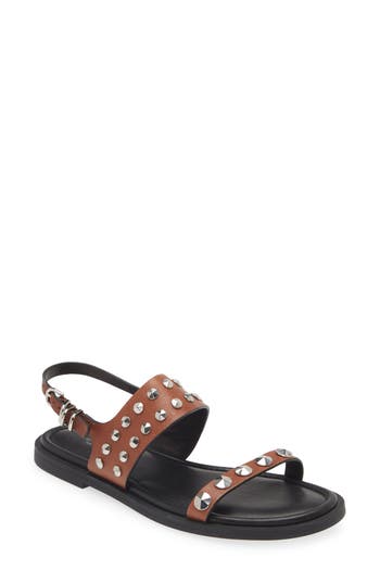Rag & Bone Geo Stud Leather Slingback Sandals In Saddle Leather