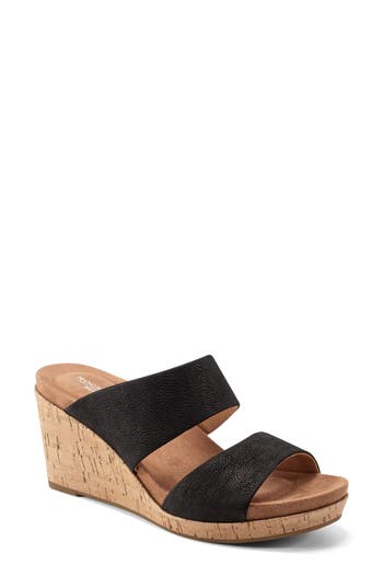 Rockport Briah Ii Slide Womens Wedge Open Toe Wedge Sandals In Black