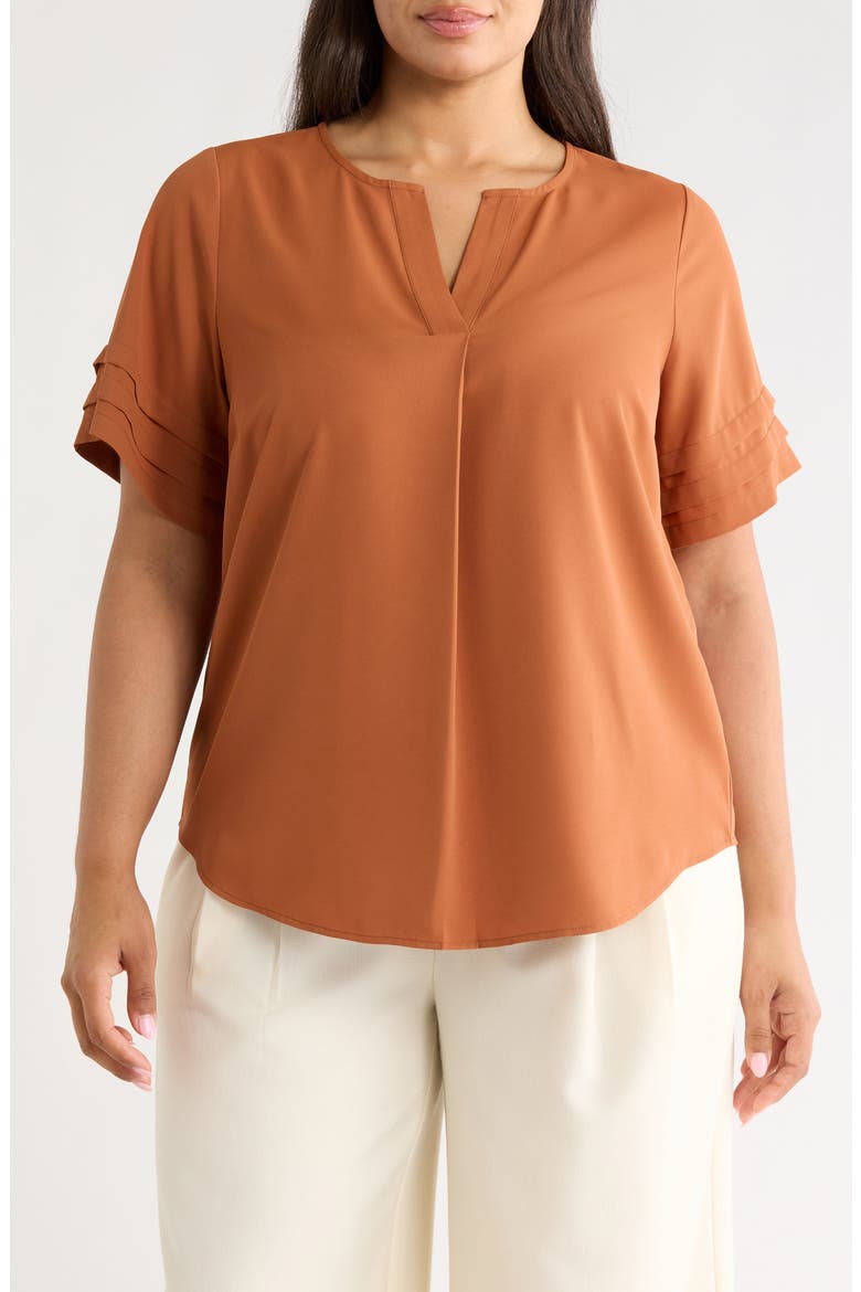 Pleat Popover Top, Main, color, CEDAR SPICE