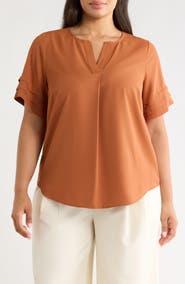 AK ANNE KLEIN Pleat Popover Top