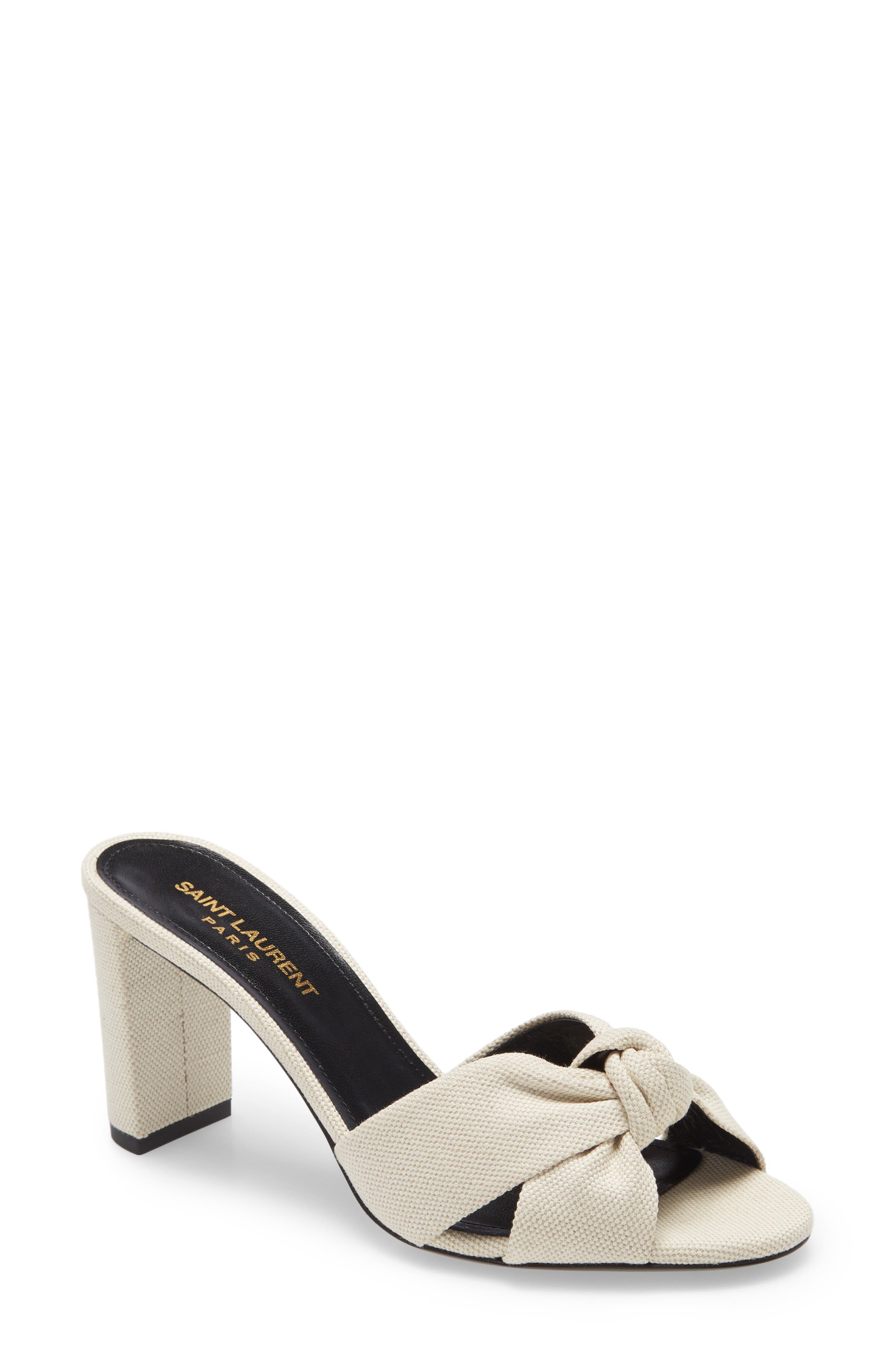 Saint Laurent Loulou Knot Slide Sandal, Main, color, 