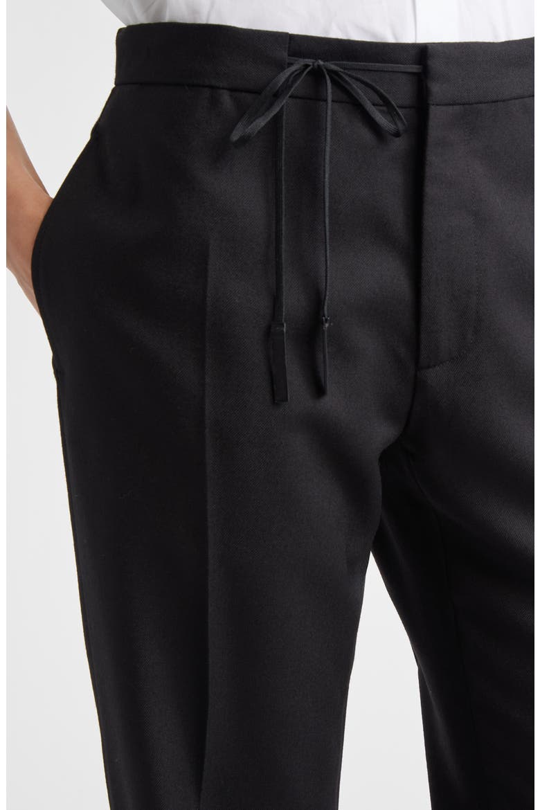 Straight Leg Virgin Wool Flannel Trousers, Alternate, color, BLACK