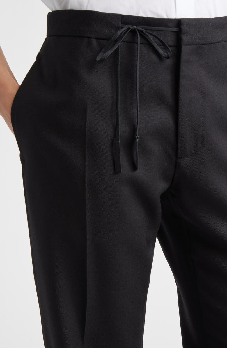 Maison Margiela Straight Leg Virgin Wool Flannel Trousers, Alternate, color, Black