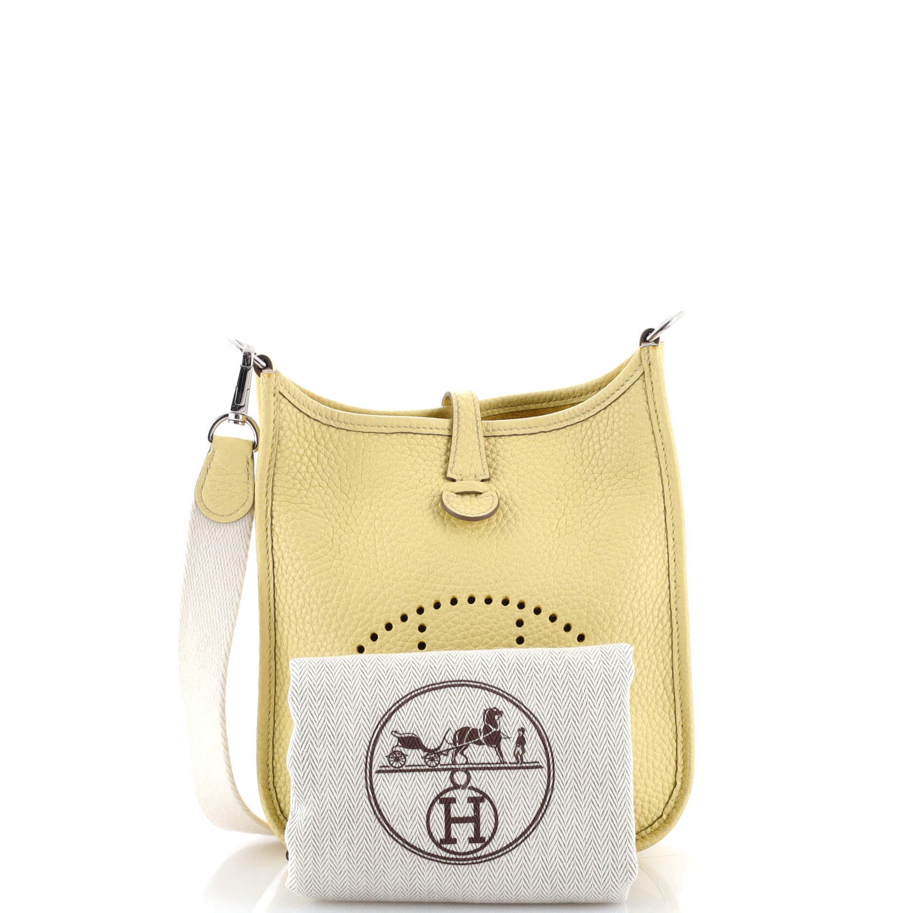 Pre-Owned Hermes Evelyne Bag Gen III Clemence TPM, Alternate, color, Jaune Poussin