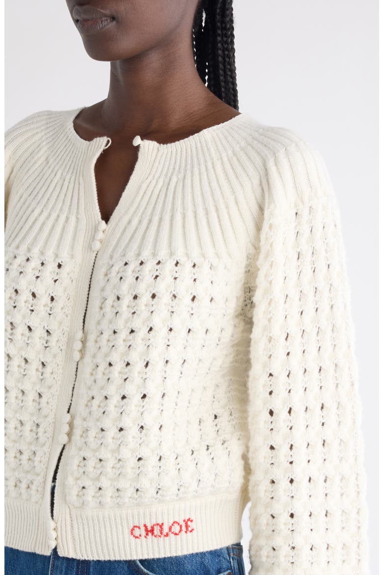 Balloon Sleeve Tweed Cardigan, Alternate, color, ICONIC MILK