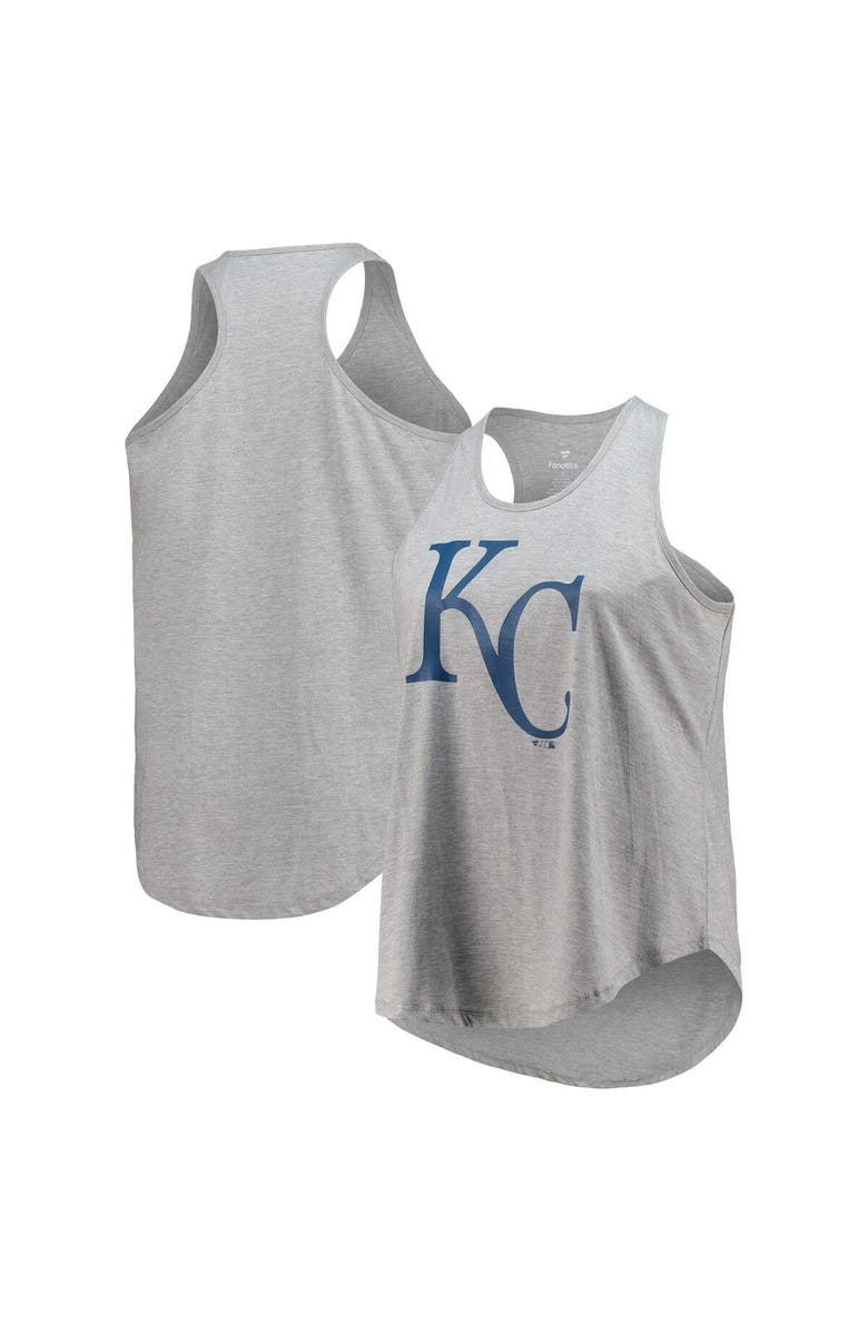PROFILE Women's Heather Gray Kansas City Royals Plus Size Racerback Scoop Neck Tank Top, Main, color, 