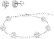 Donatello Gian Sterling Silver Flower Earrings And Bracelet Set