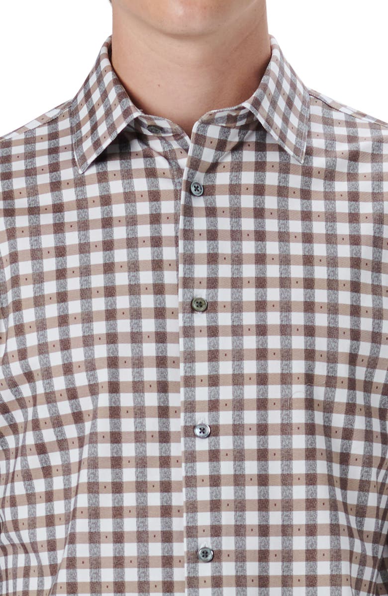 Bugatchi OoohCotton<sup>®</sup> Check Button-Up Shirt, Alternate, color, Chalk/ Red