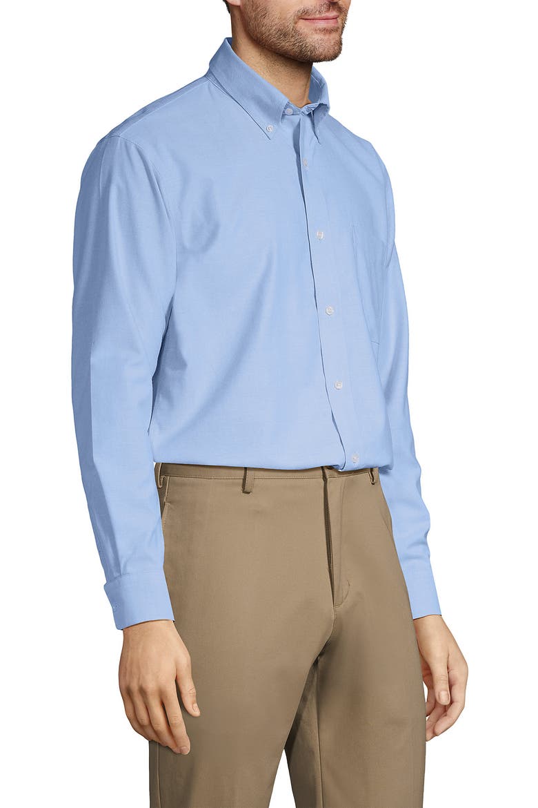 Tailored Fit No Iron Solid Supima Cotton Oxford Dress Shirt, Alternate, color, Blue