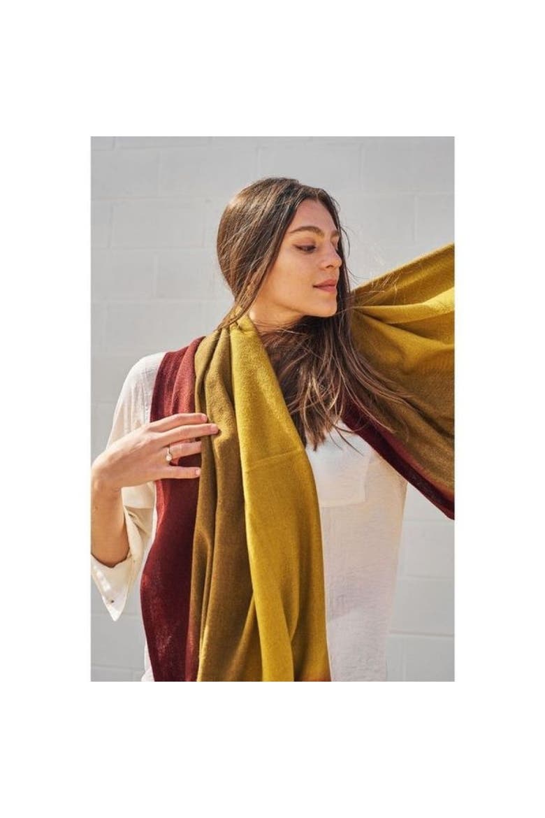 Merino Ombre Handloom Throw Blanket Scarf, Alternate, color, Marigold Ombre