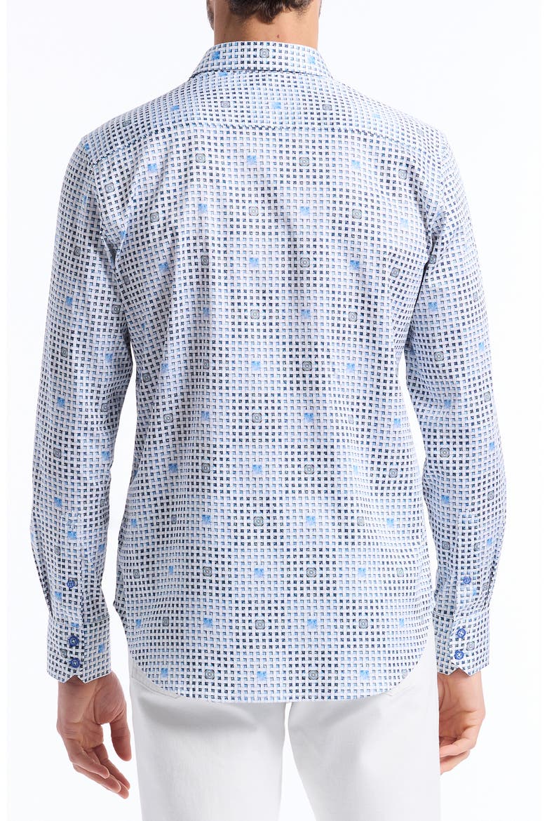 Brentwood Lattice Print Stretch Cotton Button-Up Shirt, Alternate, color, LIGHT BLUE