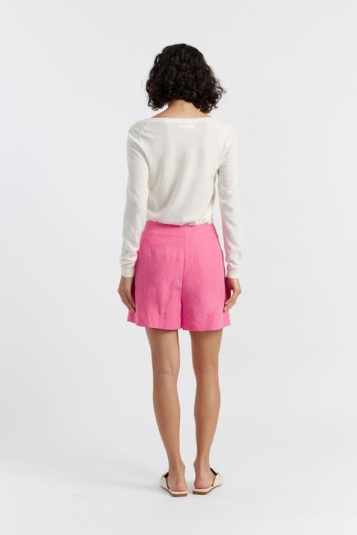 Chinti & Parker Linen Blend Wide Leg Shorts In Camellia Rose