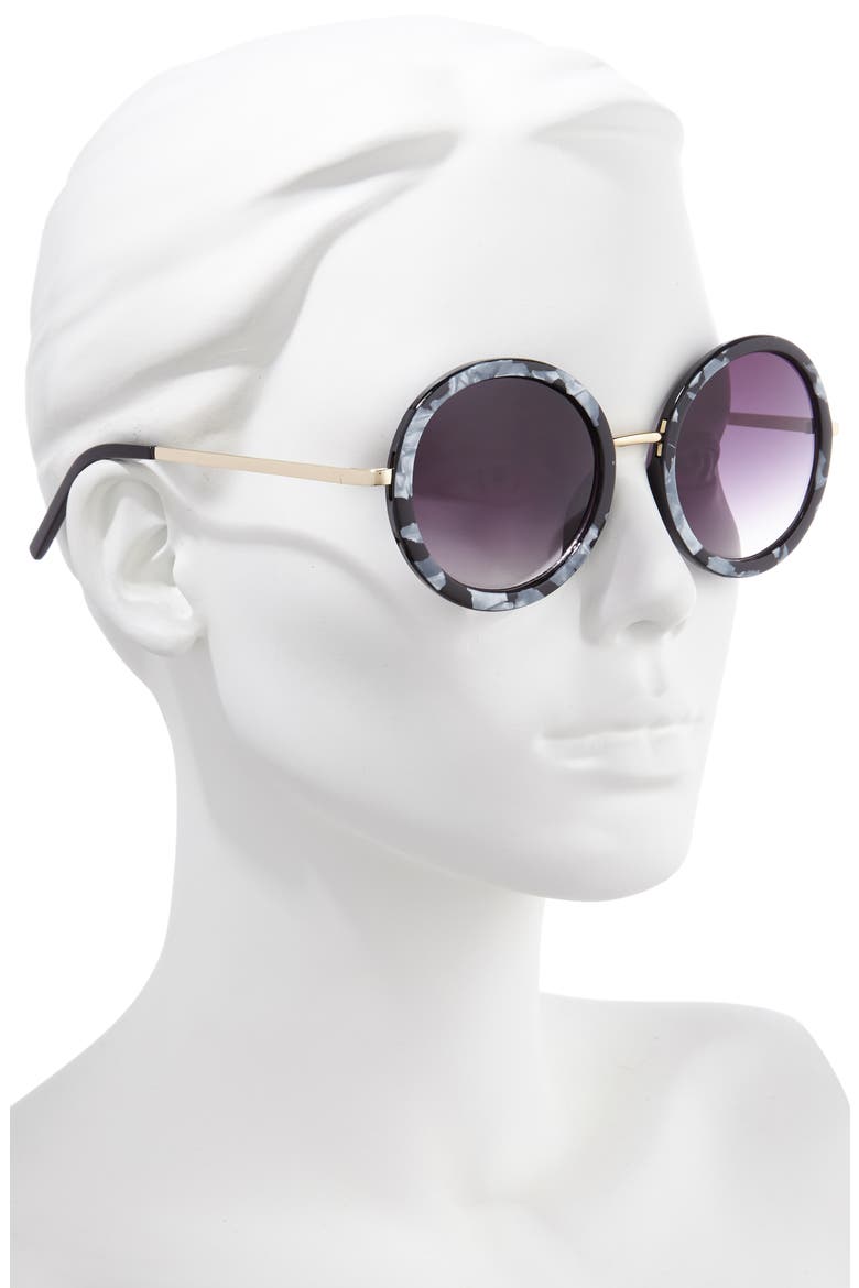 50mm Gradient Round Sunglasses, Alternate, color, MATTE BLACK