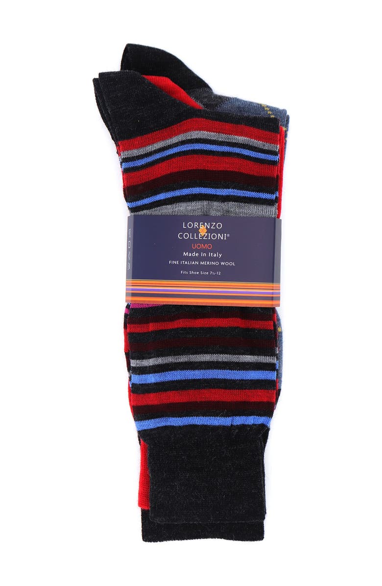 Lorenzo Uomo Lorenzo Wool Pattern Socks - Pack of 3, Alternate, color, 
