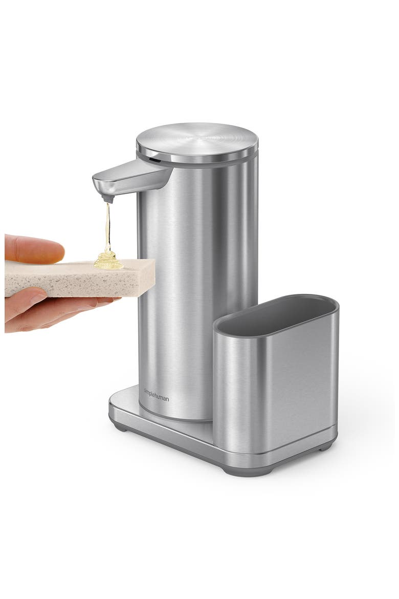 Rechargeable Liquid Soap Sensor Pump & Caddy, Alternate, color, BRUSHED STAINLESS STEEL