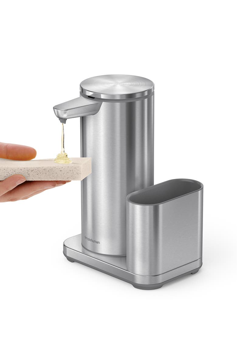 simplehuman Rechargeable Liquid Soap Sensor Pump & Caddy, Alternate, color, Brushed Stainless Steel