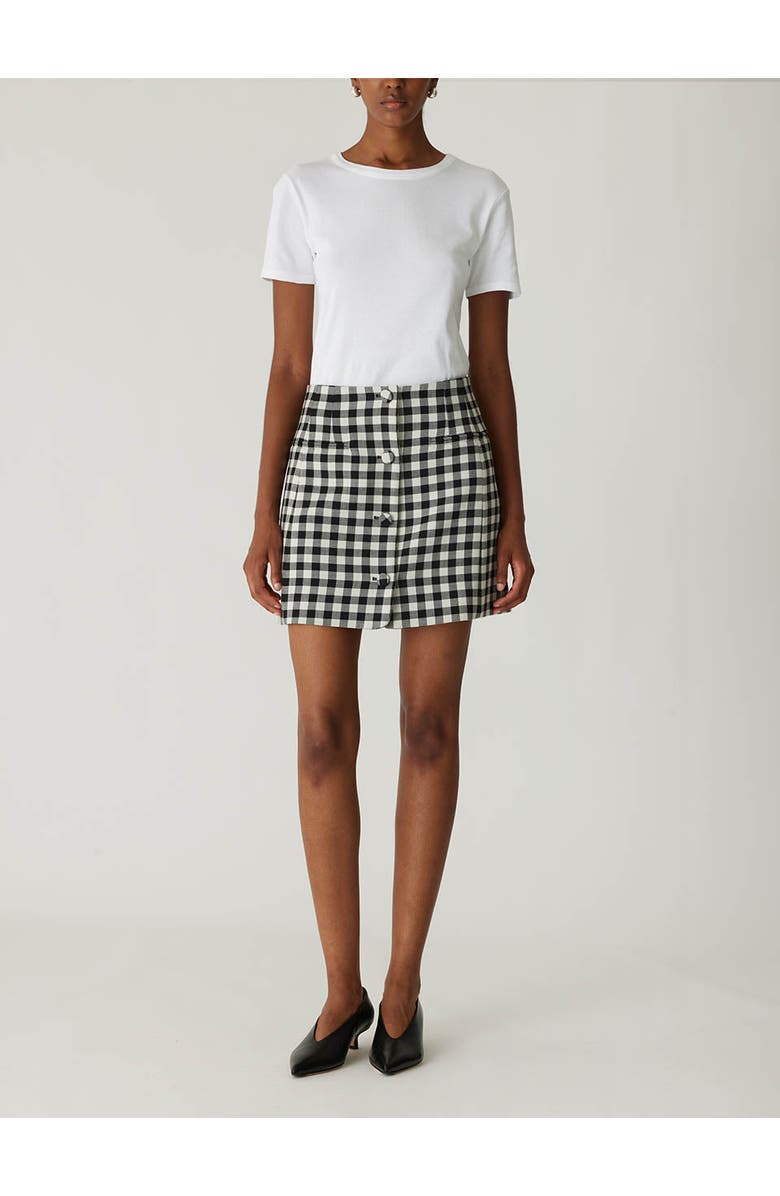 Rebecca Taylor Phillipa Check Button Front Skirt, Main, color, Black Combo