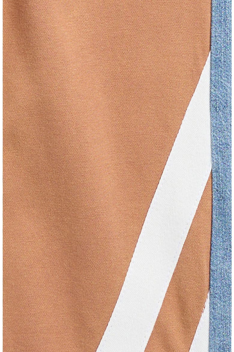 Kids' Mixed Media Track Stripe Wide Leg Jeans, Alternate, color, MOCHA MOUSSE
