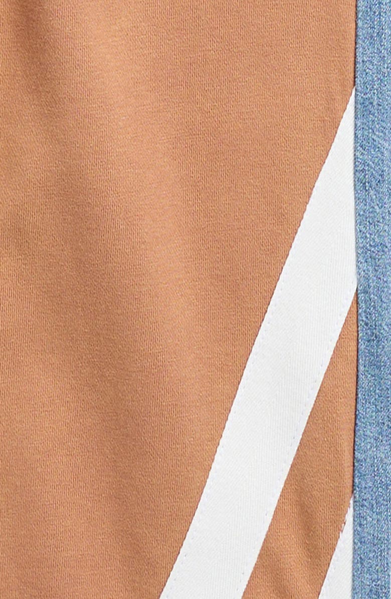 Tractr Kids' Mixed Media Track Stripe Wide Leg Jeans, Alternate, color, Mocha Mousse