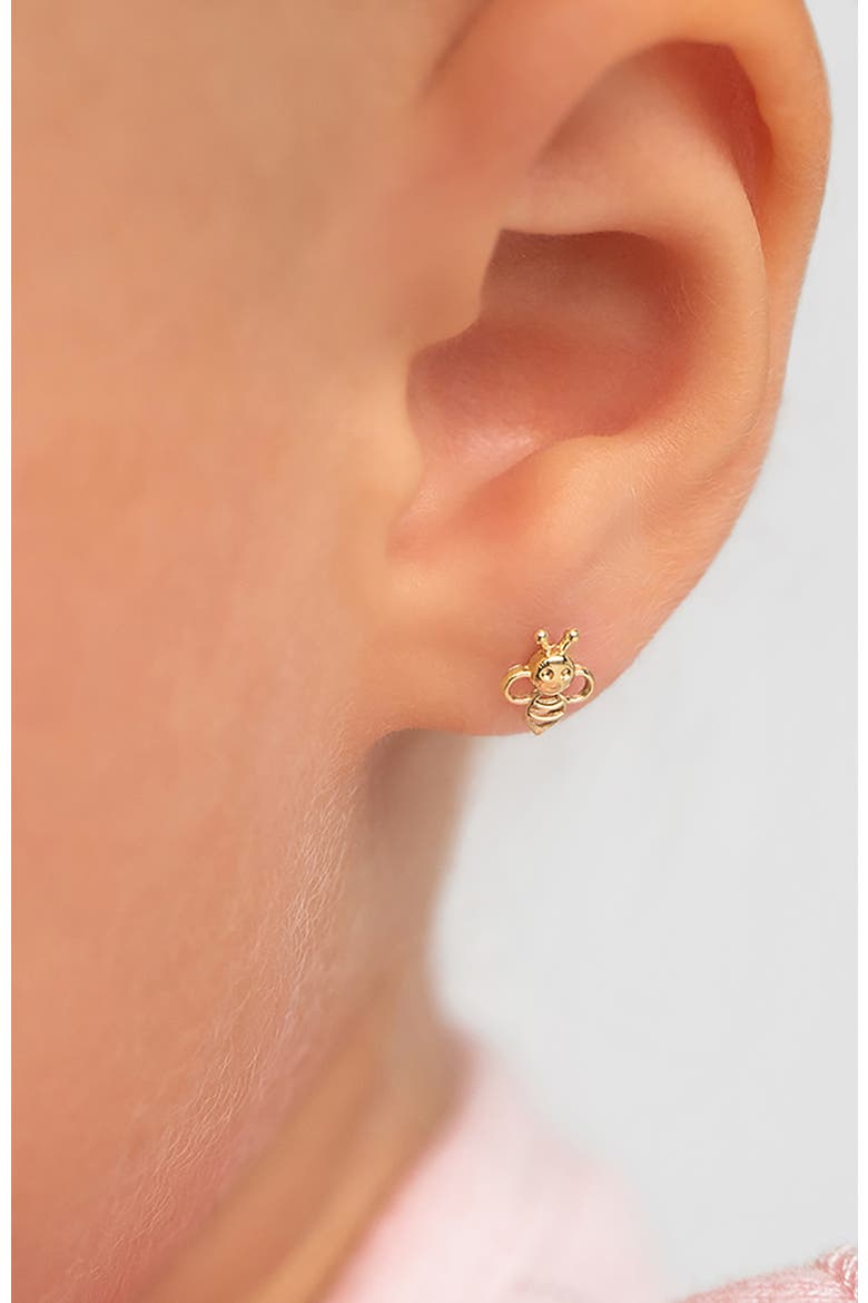 14k Sweet Bee Girl Earrings, Alternate, color, Gold