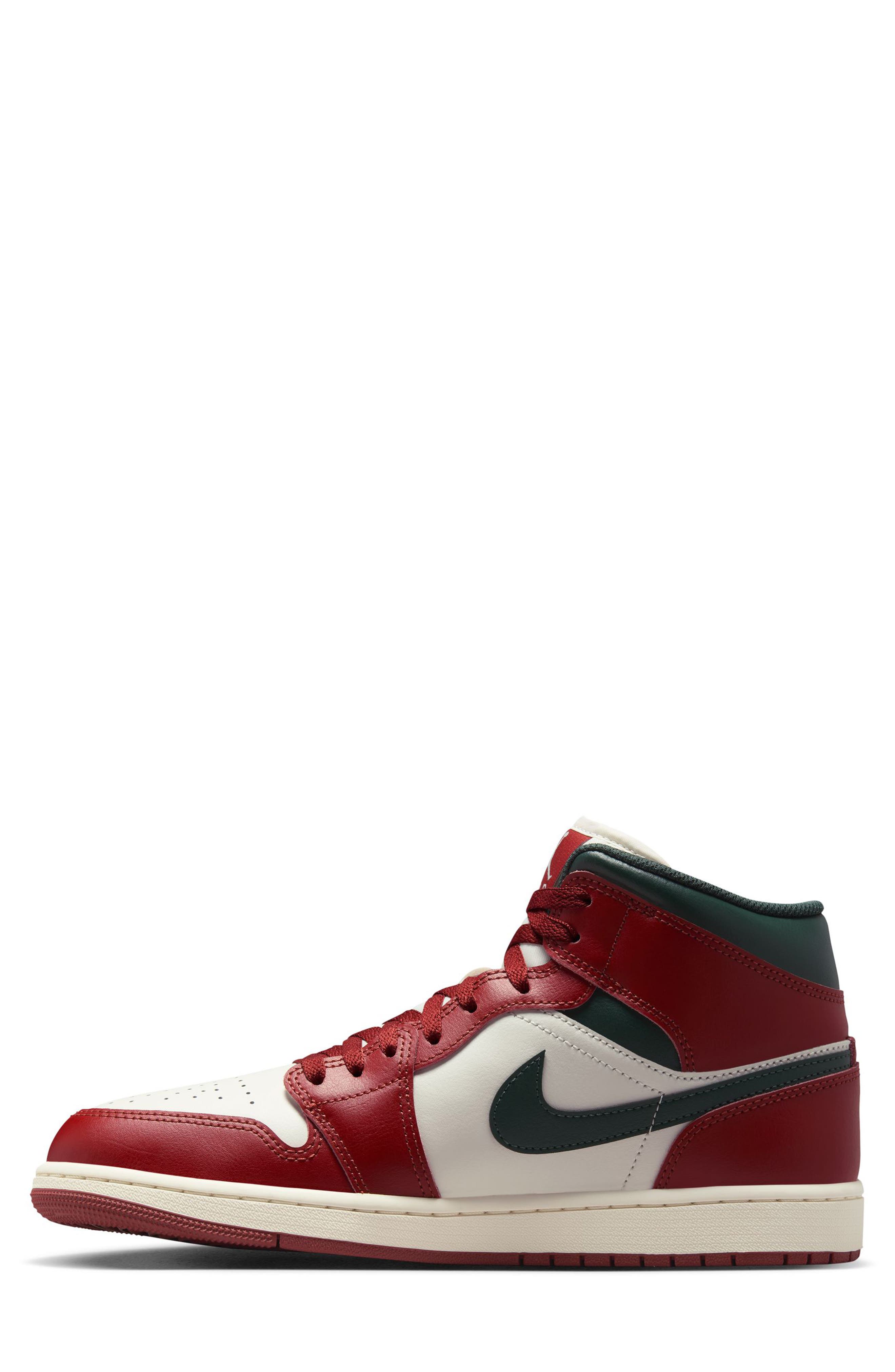 Jordan Air Jordan 1 Mid Sneaker, Alternate, color, Sail/ Redstone/ Midnight Green