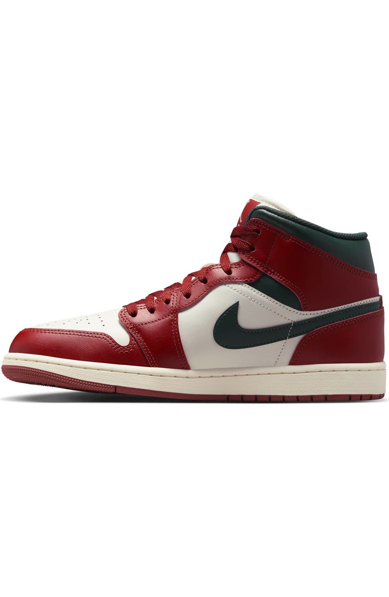 Jordan Air Jordan 1 Mid Sneaker, Alternate, color, Sail/ Redstone/ Midnight Green
