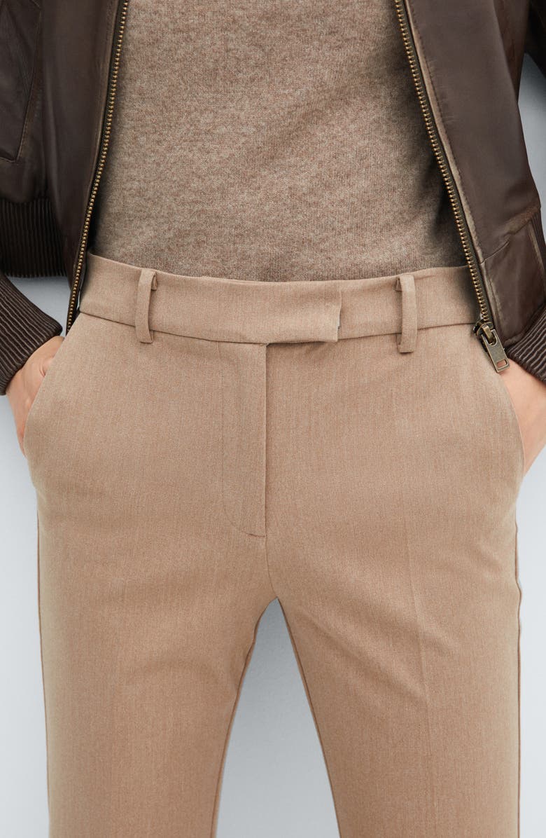 MANGO Flare Leg Ankle Pants, Alternate, color, Medium Brown