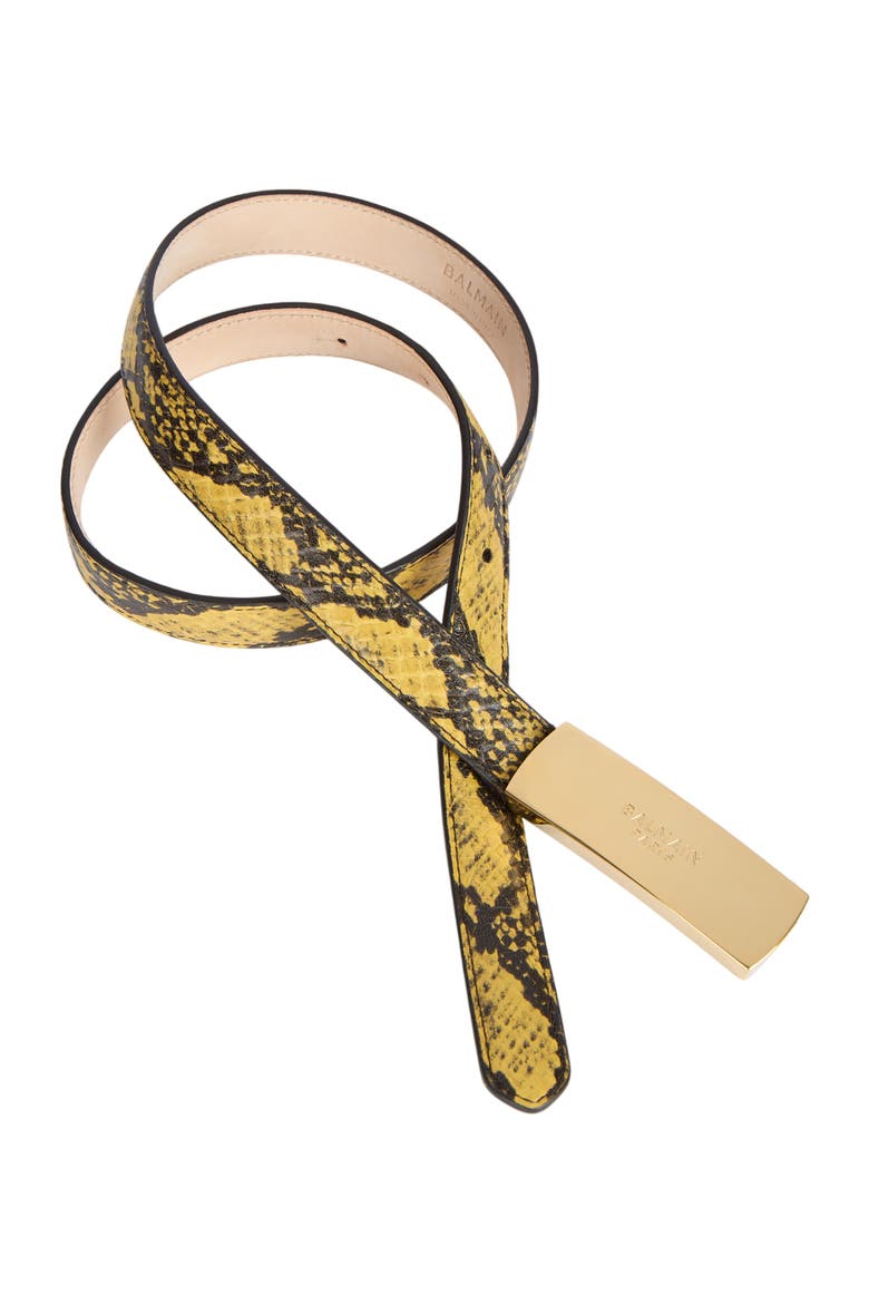 Belt in Python-Effect Leather, Alternate, color, yellow