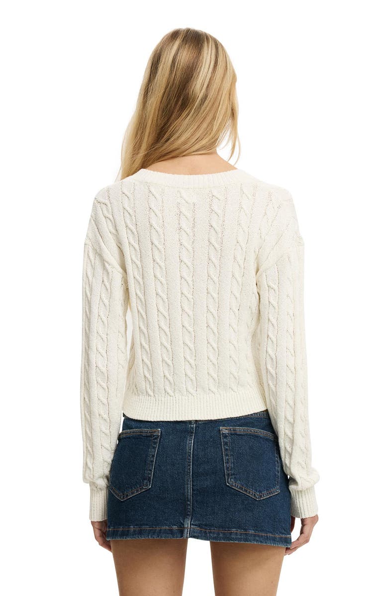 Cotton On Women's V-Neck Cotton Cropped Cable Pullover, Alternate, color, 