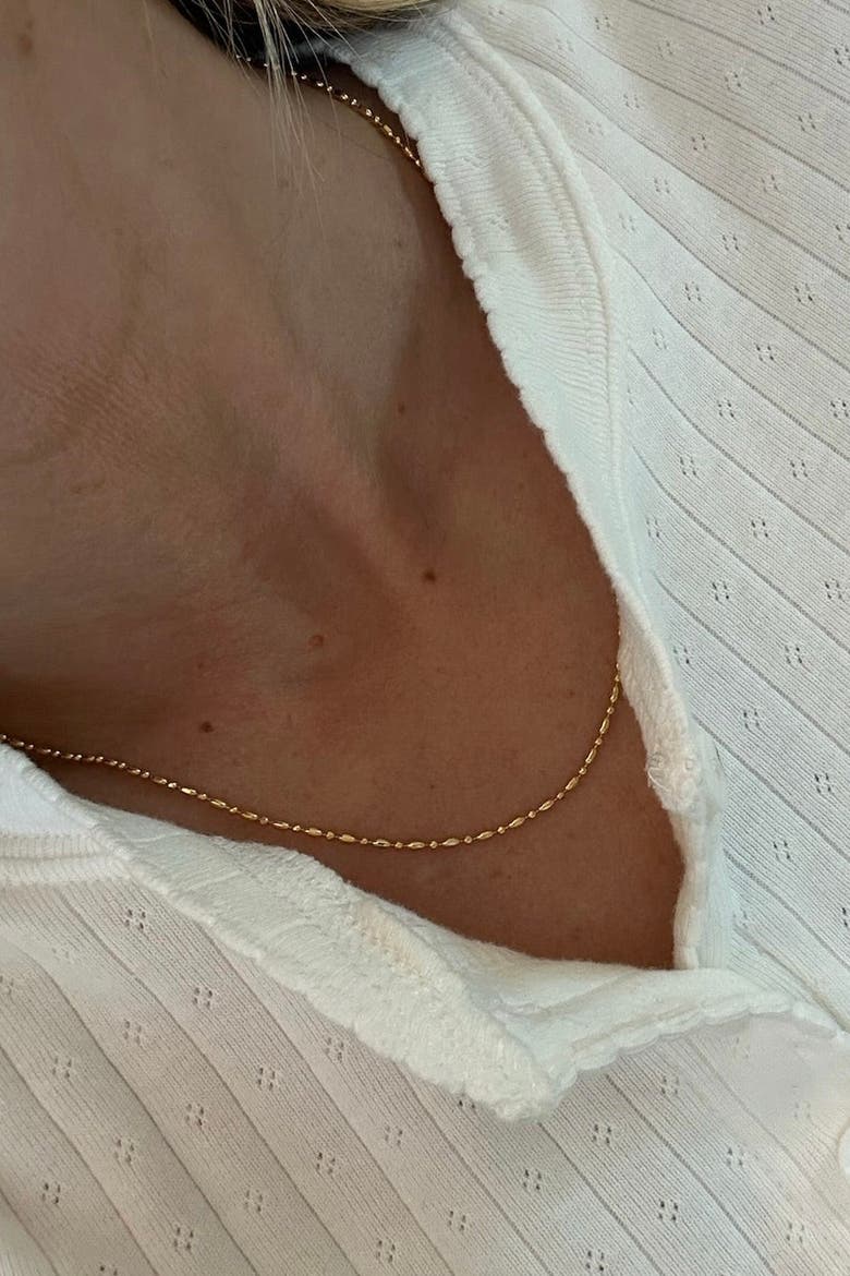 Gold Bar and Ball Chain Necklace, Alternate, color, Yellow Gold