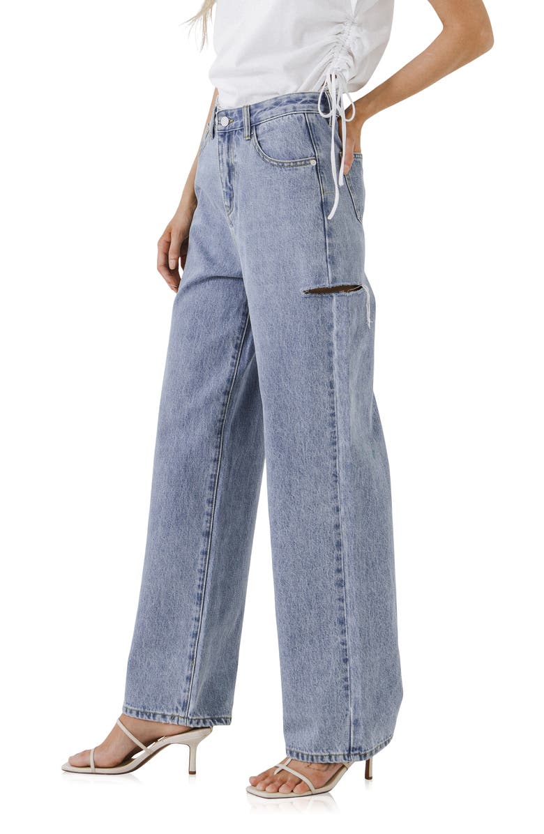 Grey Lab High Waist Cutout Detail Jeans, Alternate, color, Denim