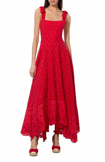 Alice + Olivia Rosalee Tie Strap Eyelet Cotton Sundress
