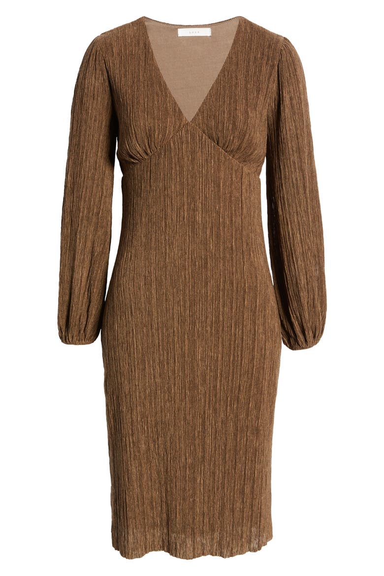 Plissé Empire Waist Midi Dress, Alternate, color, DESERT PALM