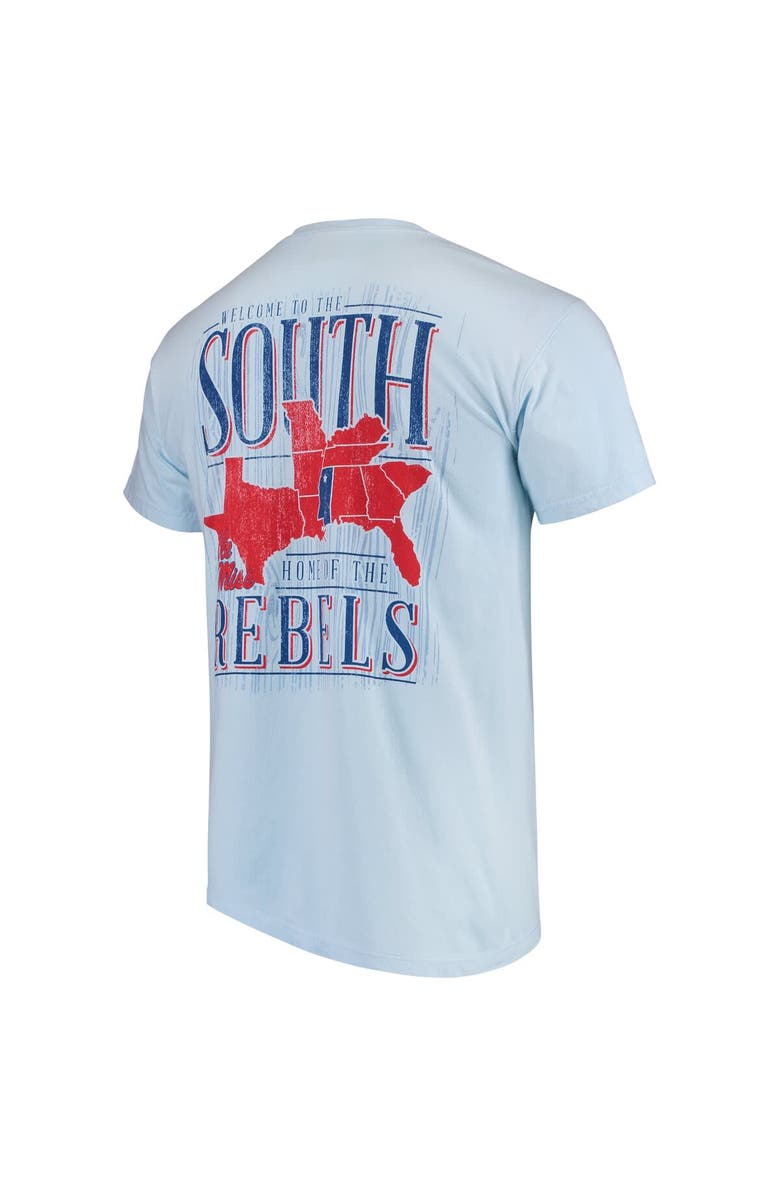 IMAGE ONE Men's Light Blue Ole Miss Rebels Welcome to the South Comfort Colors T-Shirt, Alternate, color, 