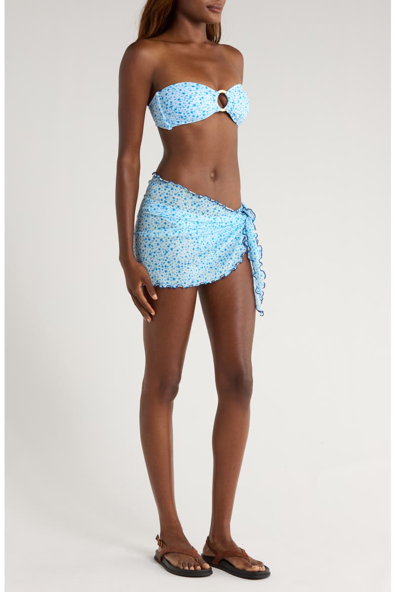 Floral Lettuce Edge Sheer Stretch Mesh Cover-Up Sarong, Alternate, color, DREAM FLOWER
