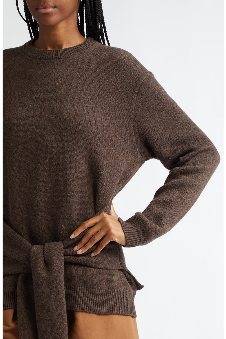 Tie Hem Crewneck Sweater, Alternate, color, SMOKE