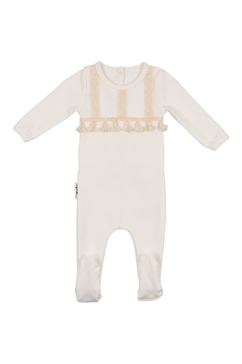 Crochet Tassel Stretch Cotton Footie, Main, color, IVORY