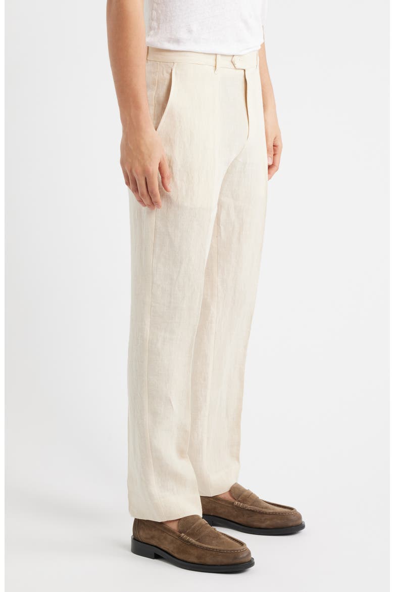 Flat Front Linen Chinos, Alternate, color, CREAM