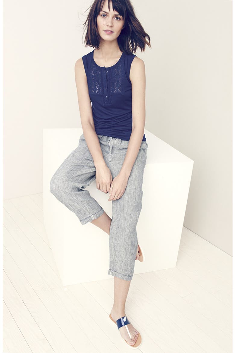 Lace Bib Henley Top, Alternate, color, NAVY PEACOAT