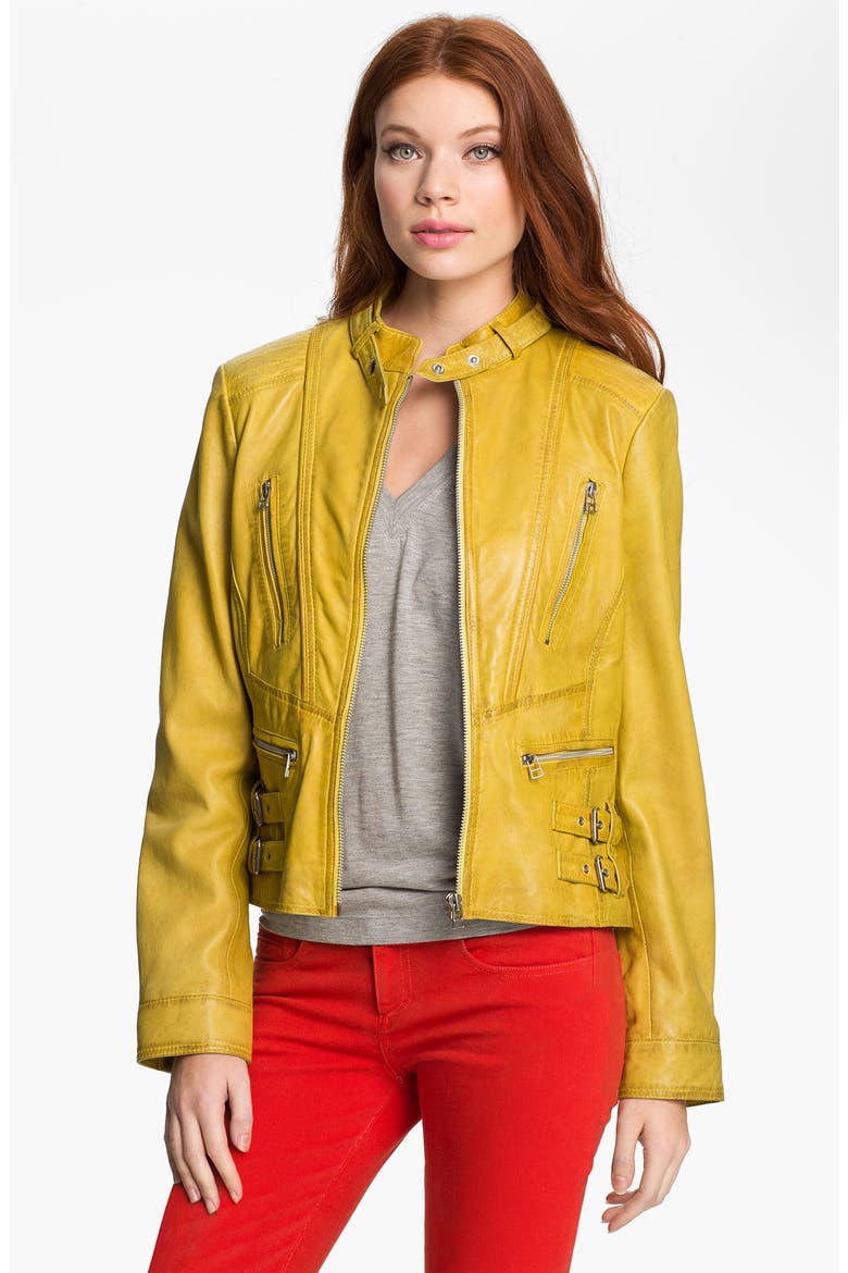 Leather Jacket, Main, color, YELLOW