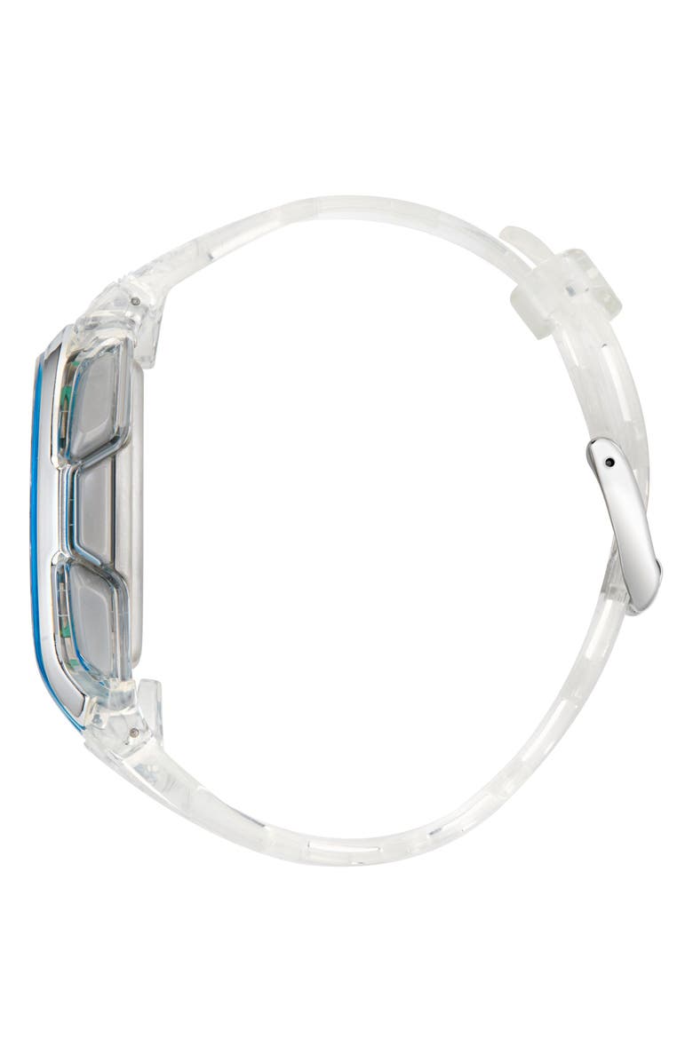 adidas AO Fashion Chronograph Silicone Strap Watch, 45mm, Alternate, color, Blue/Clear