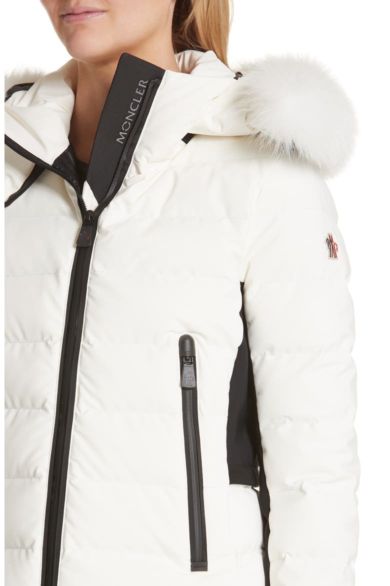 Lamoura Quilted Down Puffer Coat with Removable Genuine Fox Fur Trim, Alternate, color, WHITE