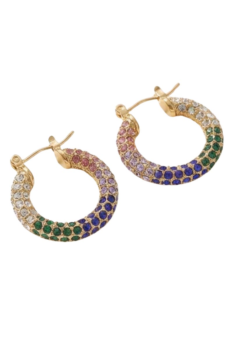 Vivienne Waterproof Rhinestone Statement Hoop, Main, color, GOLD